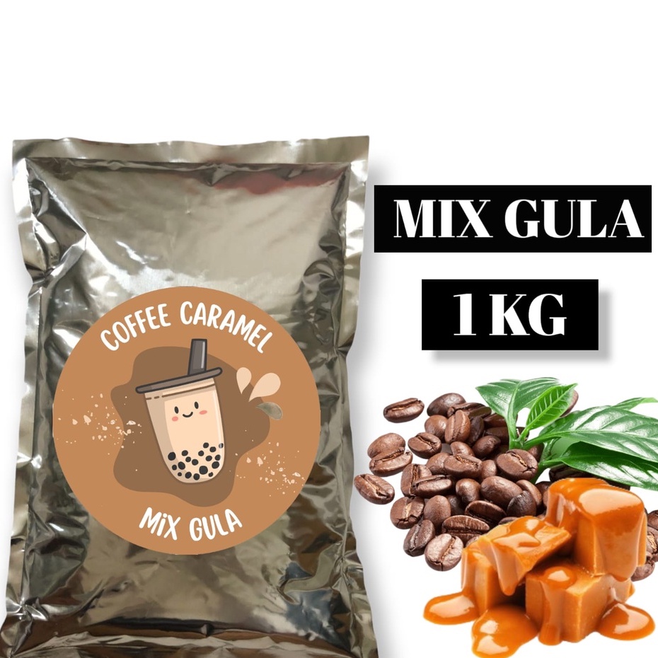 

BUBUK MINUMAN BOBA / SERBUK MINUMAN / POWDER DRINK RASA COFFEE CARAMEL 1KG MIX GULA