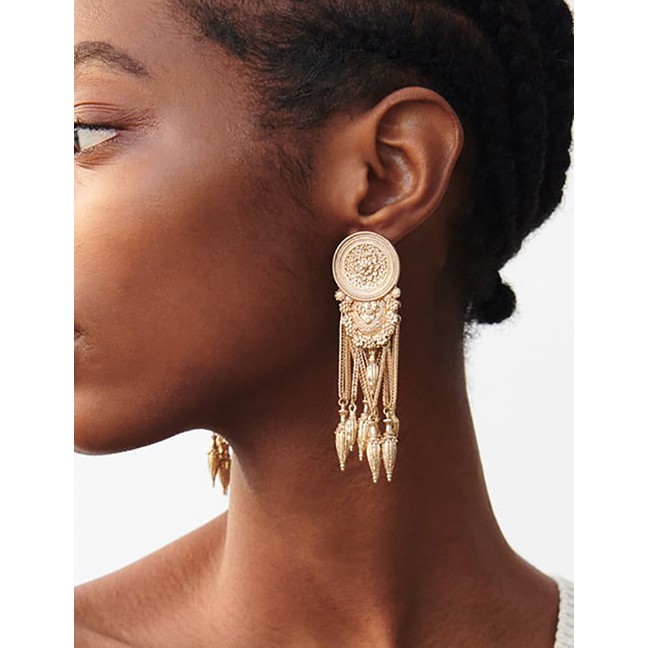 LRC Anting Tusuk Fashion Gold Tassel Earrings F45993