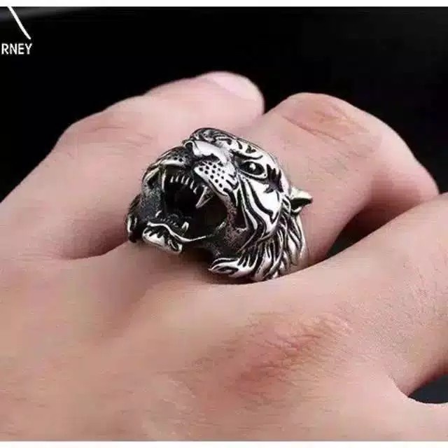 Cincin macan KEPALA hewan pria ring tiger HARIMAU MAUNG not TITANIUM stainless KEREN Premium EKSLUSIF