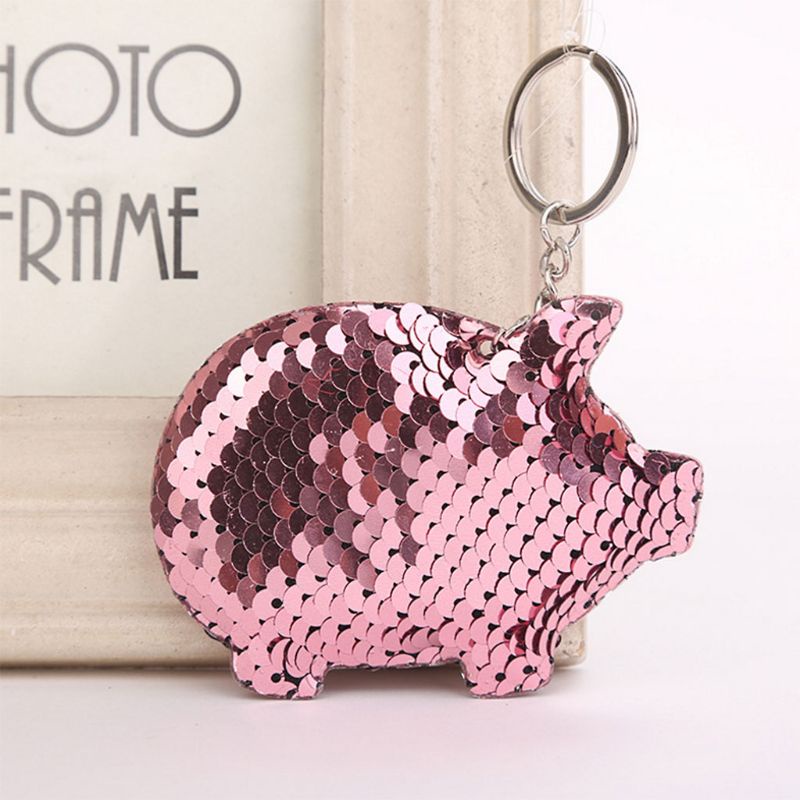 SIY  Key Ring Paillette Sequin Keys Storage Portable Pig Car Bag Decoration Key Chain