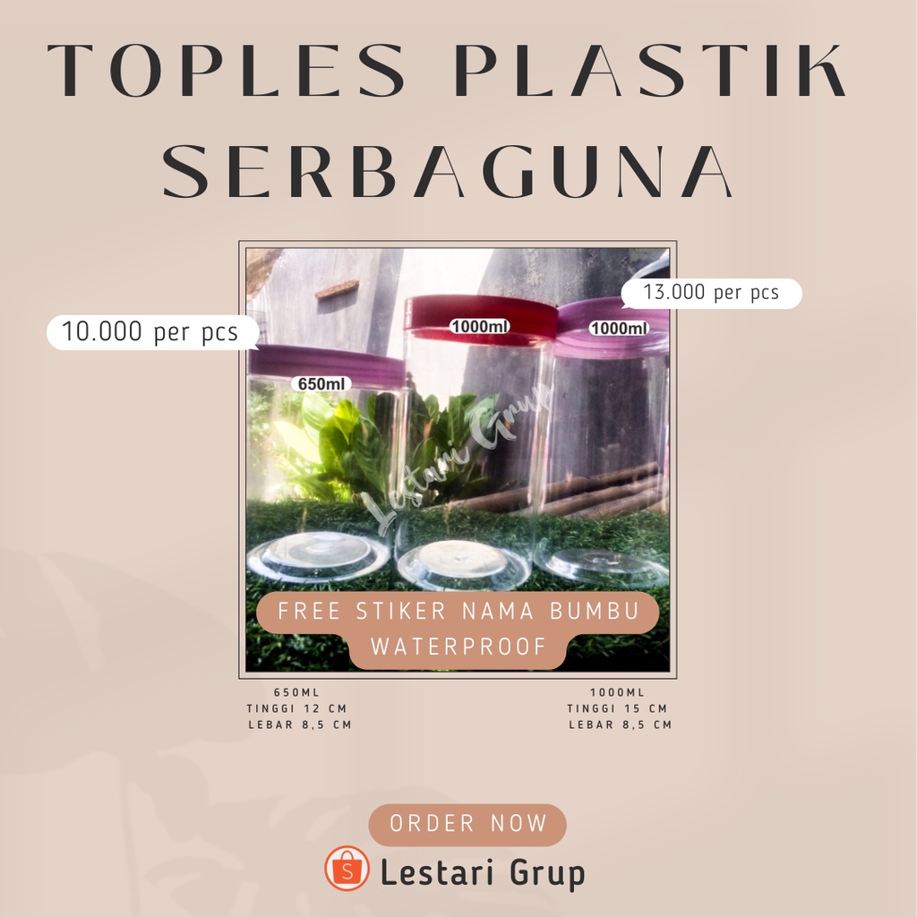 TOPLES PLASTIK TEMPAT BUMBU DAPUR | WARNA list ungu dan merah|  MINIMALIS / 650 ML | 1000 ML