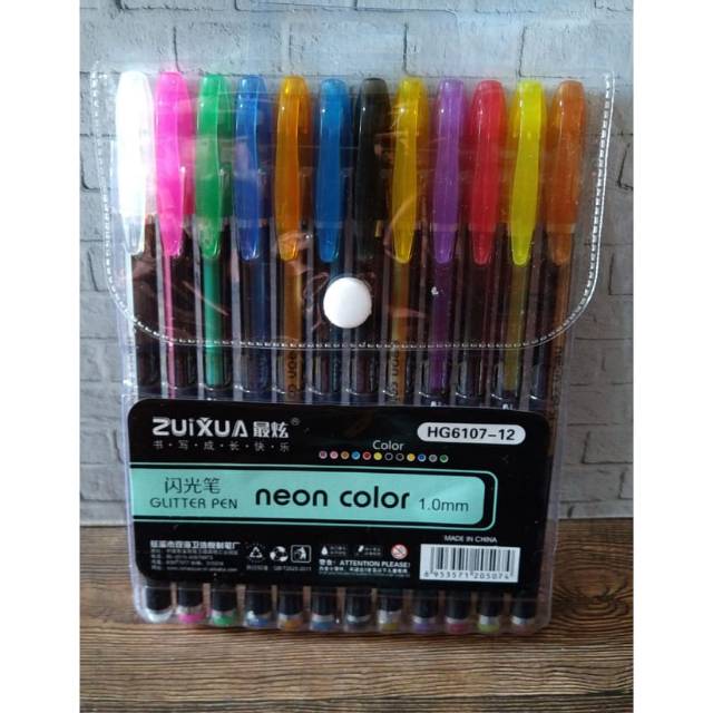 

12 Pcs Glitter Pen Pulpen Gliter Warna-warni