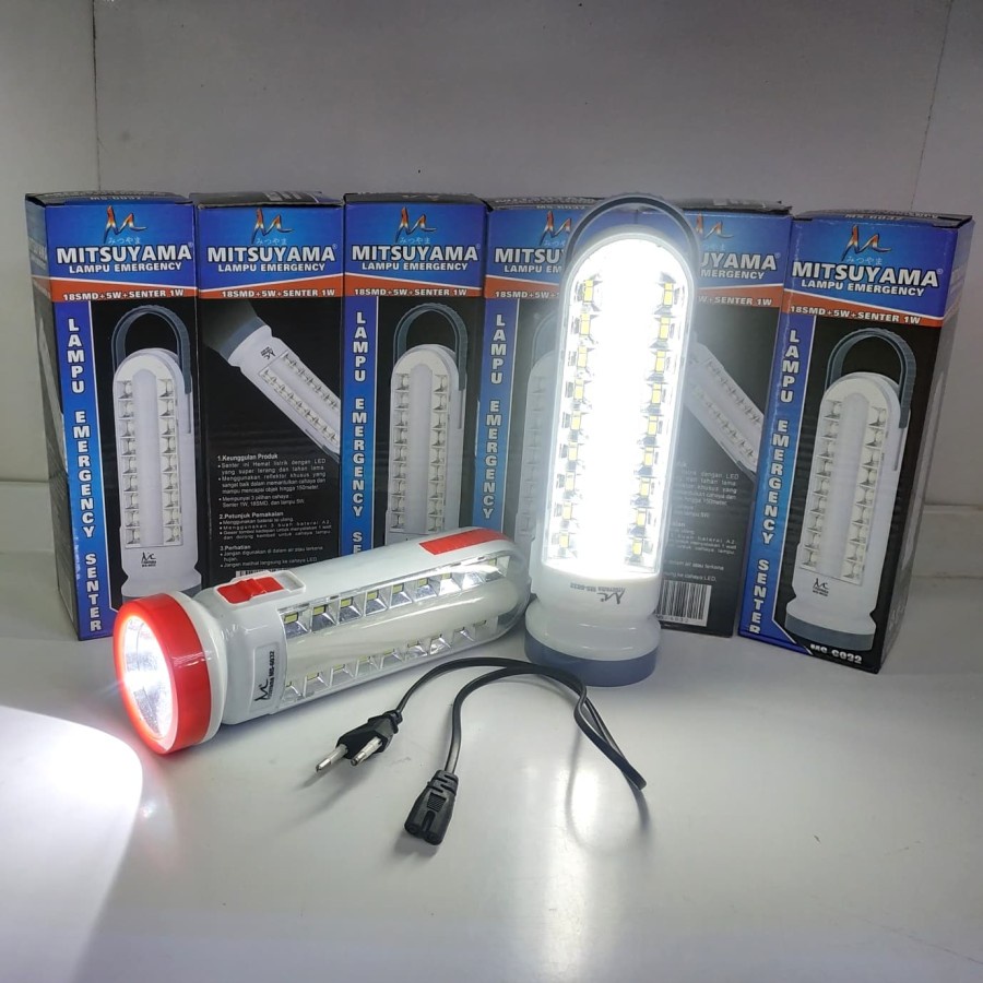 COD Lampu Emergency 18 LED + 5Watt + Senter 1Watt Mitsuyama MS-6032//SENTER EMERGENCY MS-6032//SENTER JAGUNG