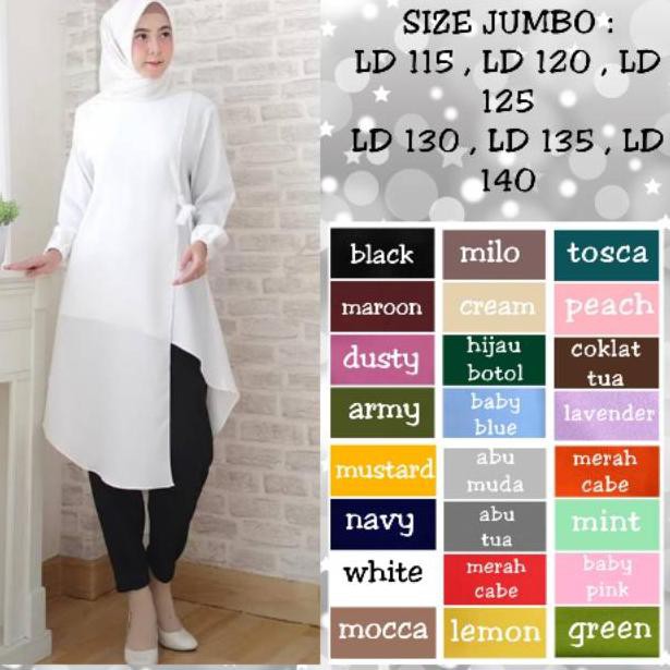 TUNIC JUMBO LD 115 / LD 120 / LD 125 / LD 130 / LD 135 / LD 140 BAJU ATASAN WANITA MODIS TUNIK PUTIH