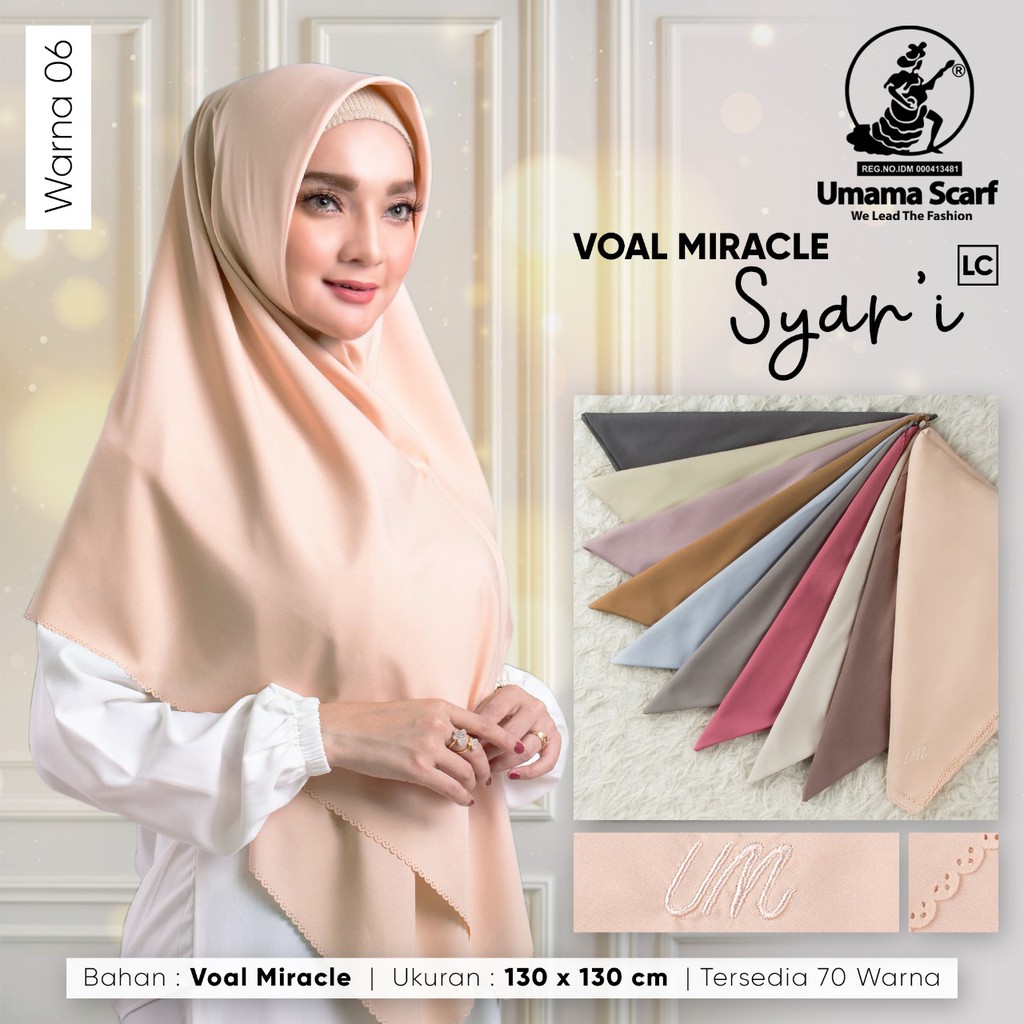 Umama Scarf - Kerudung Polos Segi Empat Voal Miracle Plain Syar'i Lc (3)-Random Warna
