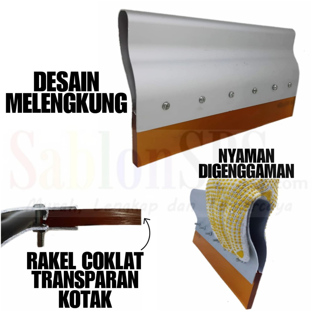 GAGANG RAKEL ALUMUNIUM MODEL S ERGONOMIS  10CM SET RAKEL COKLAT TRANSPARAN KOTAK