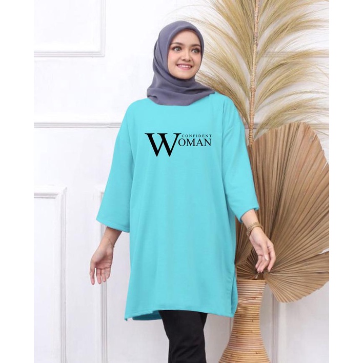 KAOS OVERSIZE TOP HIJAB WANITA BASIC WOMAN  / OVERSIZE SLIT BLOUSE