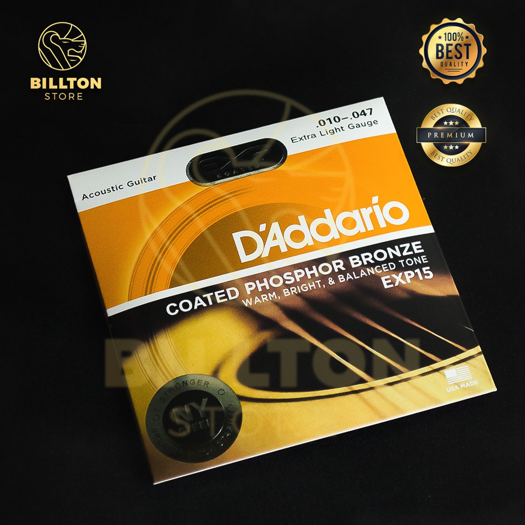 Senar Gitar Akustik String Daddario D'Addario Acoustic EXP Coated Kualitas Premium ( Gratis Pick )