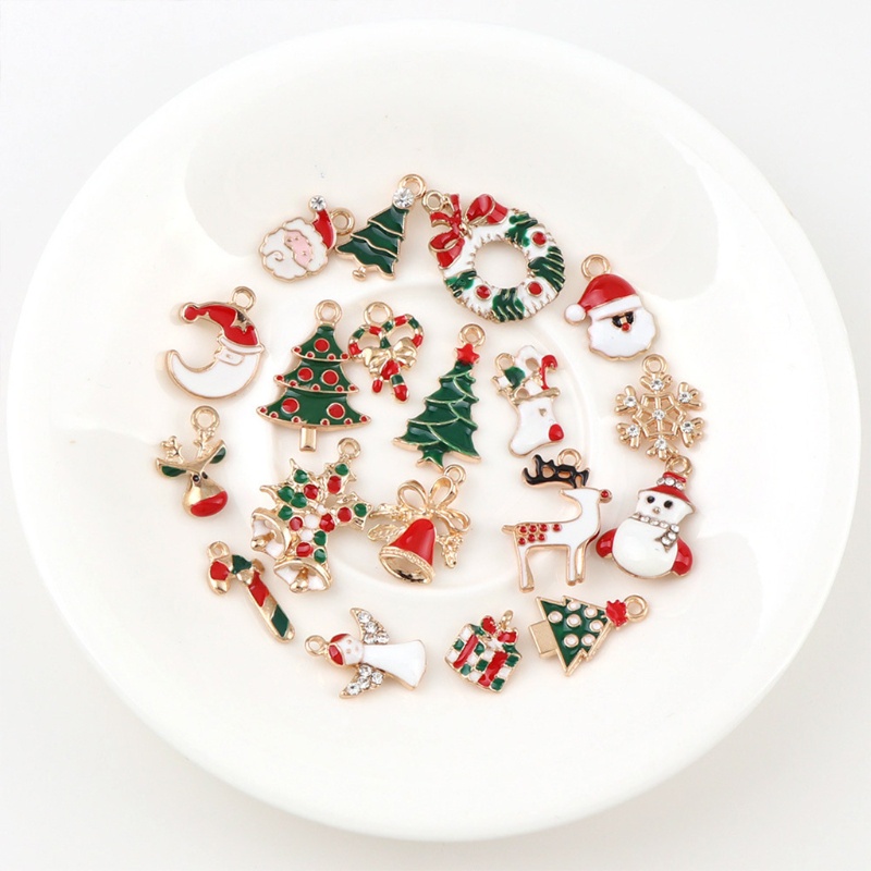 10pcs / Set Liontin Desain Natal Untuk Dekorasi Kalung Anting DIY