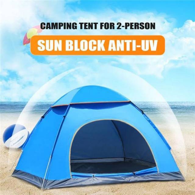 Tenda Camping Kamping Kemah Outdoor / Tenda Pantai Buka Otomatis 2 Orang Anti Air &amp; UV murah