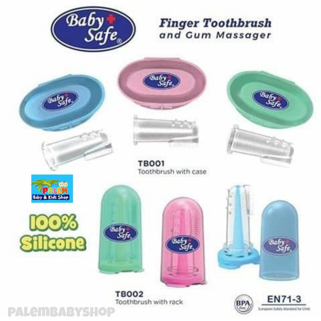 Babysafe Finger Toothbrush Gum Massager with case drying rack Sikat Lidah Bayi TB001 TB002