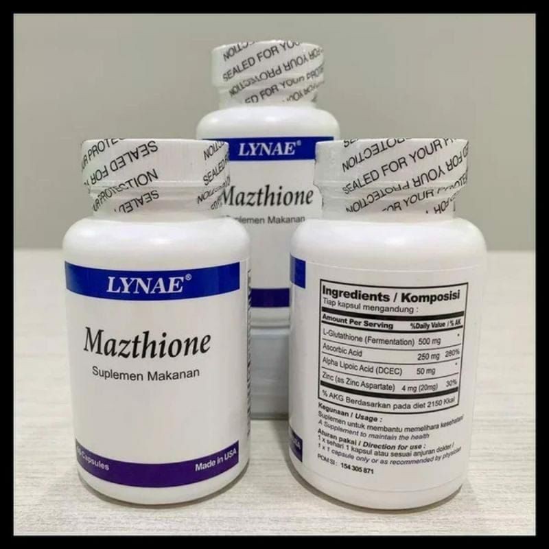 MAZTHIONE LYNAE L GLUTATHIONE ASLI SUPLEMEN PEMUTIH 100% ORIGINAL AMPUH