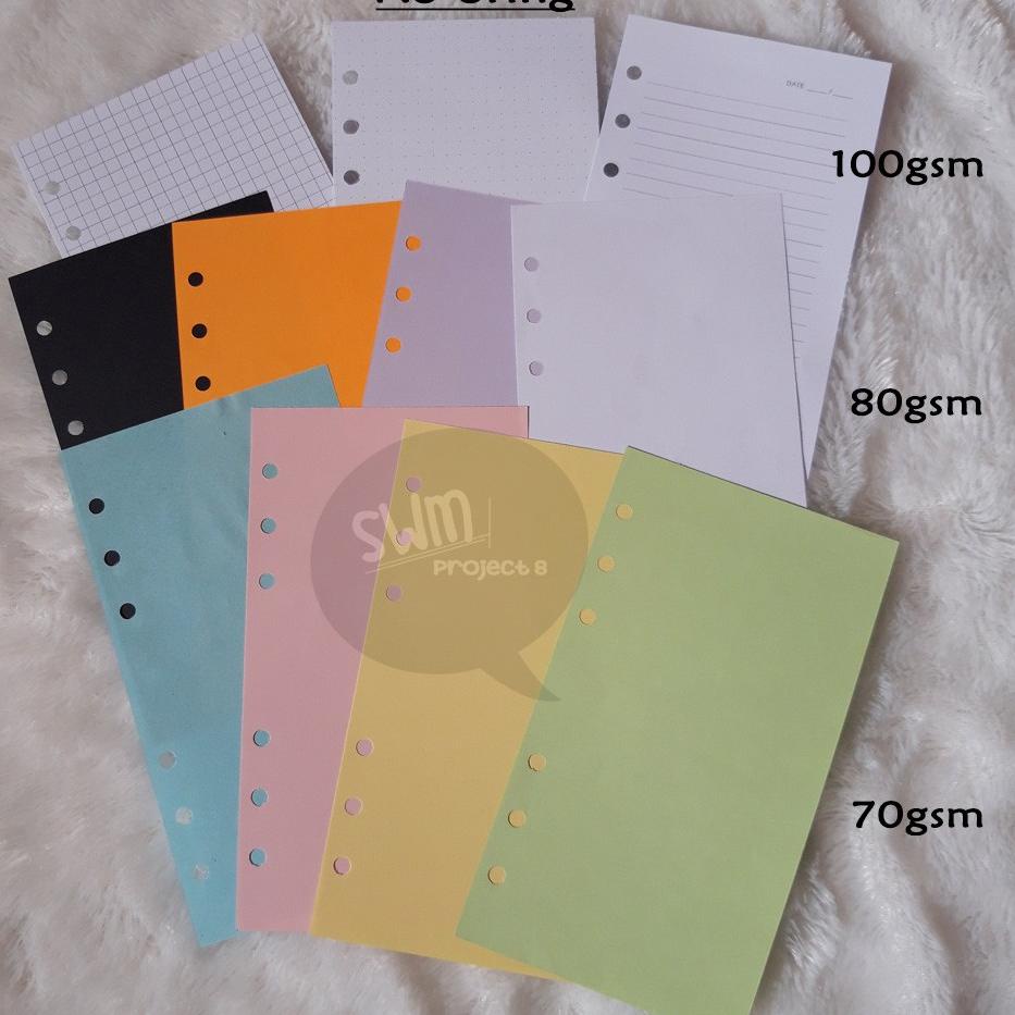 

Jangan Lewatkan Promo!! A6 6ring - isi binder refill loose leaf kertas file filler color warna polos bergaris kotak titik ◕ 48