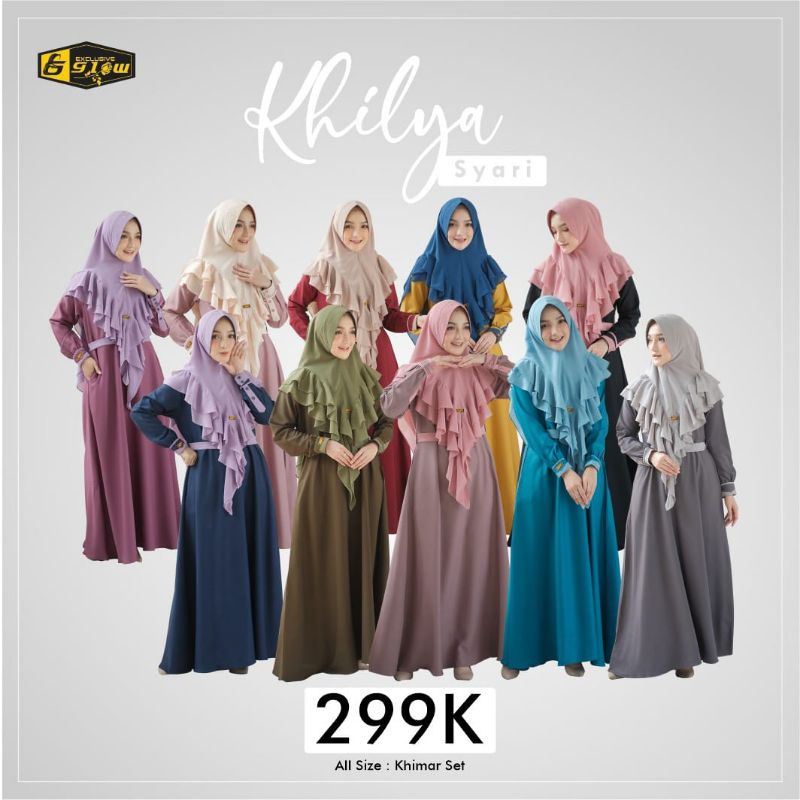 Ready Gamis Set Khimar Khilya Syar'i Glow Exclusive