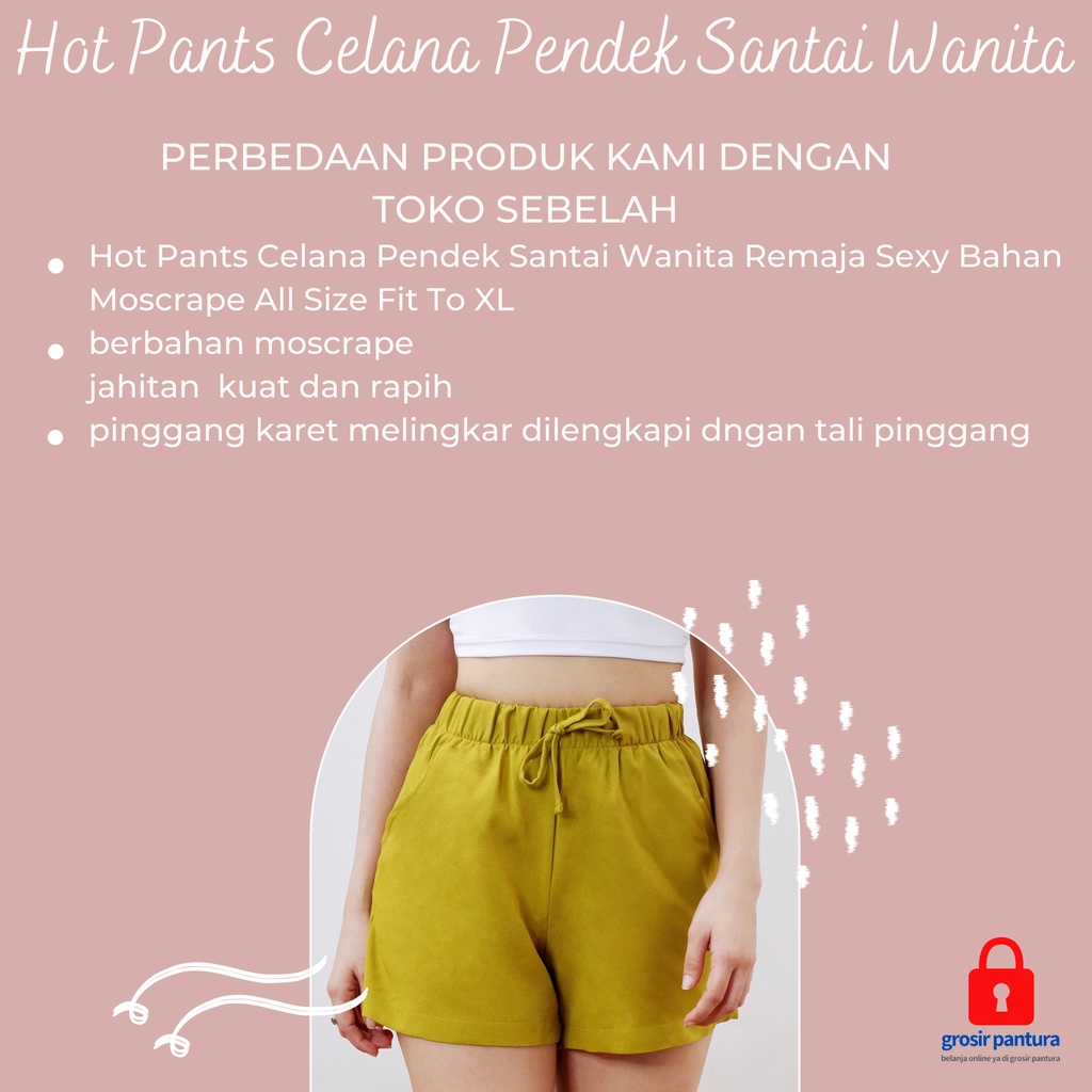 Hot Pants Celana Pendek Santai Wanita Remaja Sexy Bahan Moscrape All Size Fit To XL