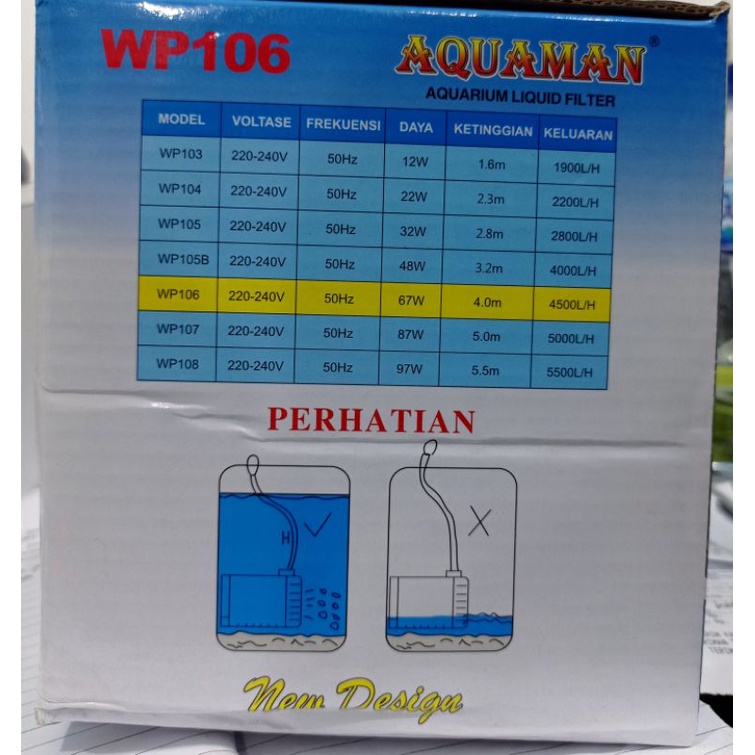 PROMO MURAH Pompa kolam aquarium AQUAMAN WP 106