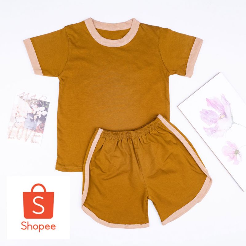 Setelan Baju Anak 0-1tahun/Baju Anak Unisex Harian/Hotpants Basic Tee