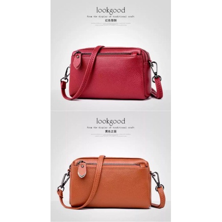 Tas Selempang Mini Tas Tangan WAnita Terbaru 2021 Tas 2 Tali Tas Bahan Kulit Jeruk Tebal Bahan Import