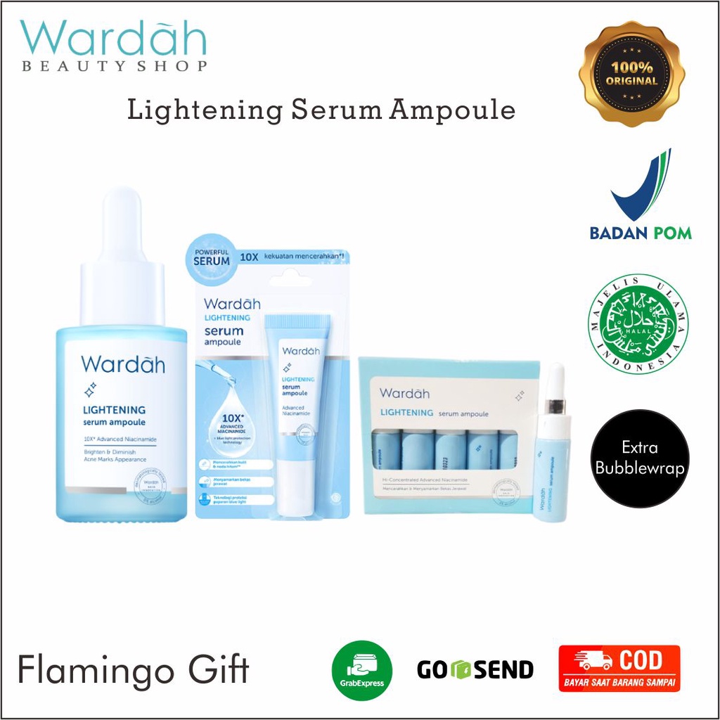 Wardah Lightening Serum Ampoule 5 ml dan 30 ml, Serum dengan 10X Advanced Niacinamide