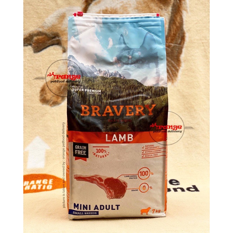 Bravery Mini Adult Lamb 7 kg - Grain Free and Non GMO Sensitive Skin Hypoallergenic Small Breed Dog 