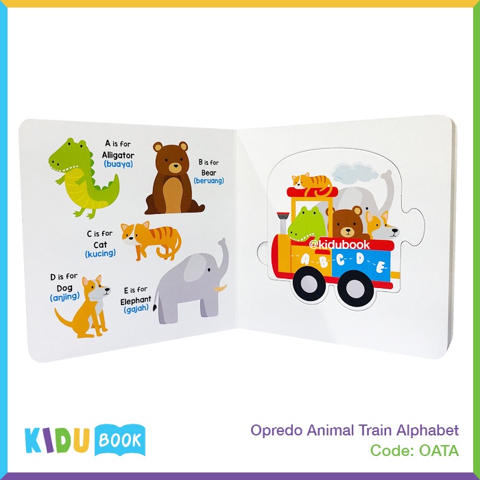 Buku Bayi dan Anak Belajar Mengenal Huruf Opredo Animal Train Alphabet Kidu Baby