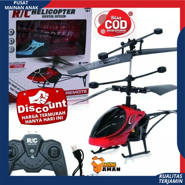 Helikopter Remote Control RC Helicopter Pesawat Terbang  Baterai Cas USB 2channel Terbaru Best Seller