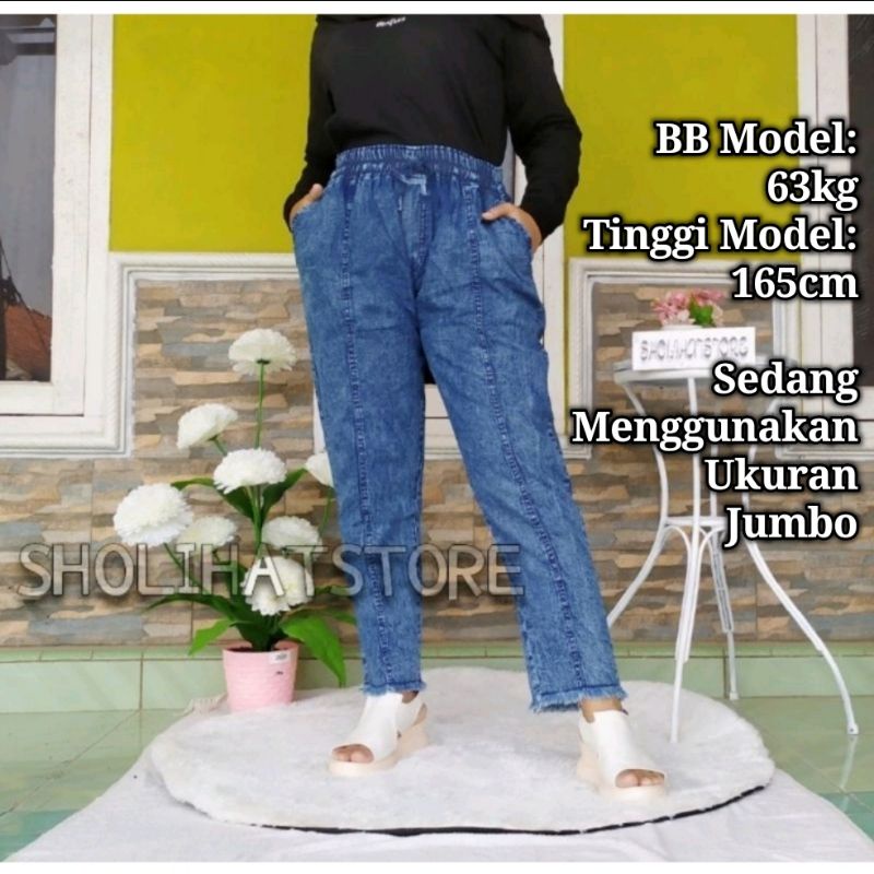 BAGGY PANTS JEANS RAWIS UKURAN STANDAR DAN JUMBO / CELANA BAGGY PANTS JUMBO WANITA RAWIS MOTIF SNOW JEANS / CELANA WANITA JEANS RAWIS TERBARU /  CELANA PANJANG JEANS WANITA TERBARU / CELANA BOYDRIEND RAWIS / CELANA  BOY FREN WANITA / BEGGY RAWIS MEREK JOY