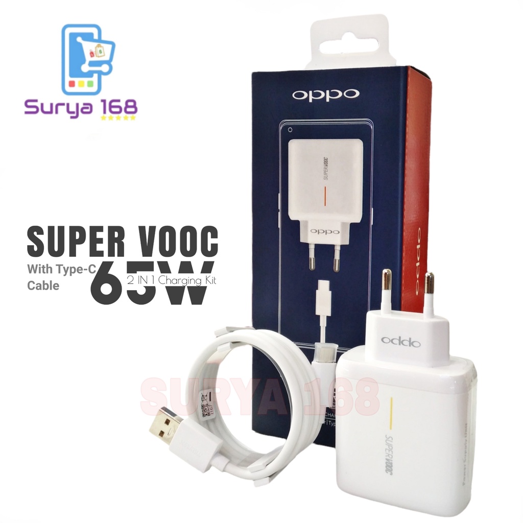 CHARGER CASAN CHARGE POWER ADAPTER OPPO 65W SUPER VOOC TYPE C CABLE