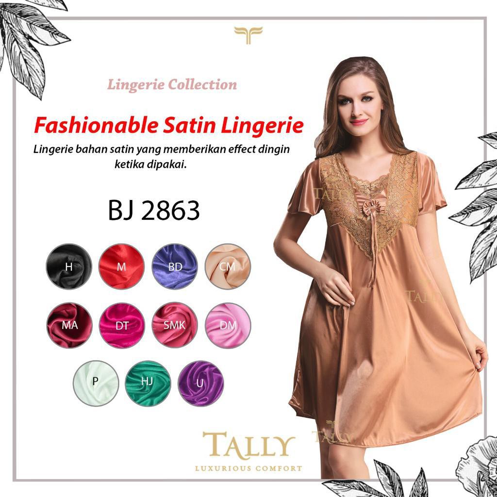 TALLY BAJU TIDUR / LINGERIE 2863 I FREE SIZE I BAHAN SATIN MIX RENDA