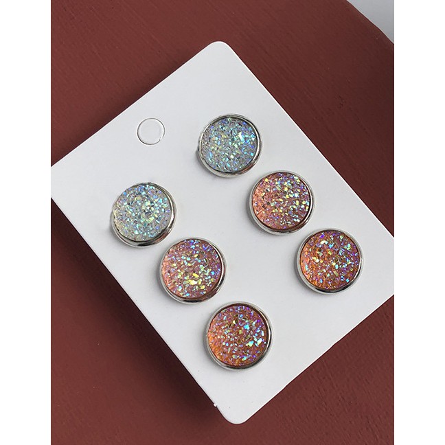 LRC Anting Tusuk Fashion Frosted Starry Sky Geometric Round Stainless Steel K51368