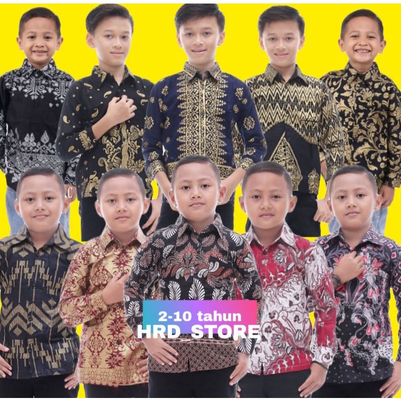 Kemeja baju batik anak laki laki lengan panjang terbaru bisa cod umur 2-10 tahun batik anak pria Pekalongan Hem batik anak cowok motif terlaris