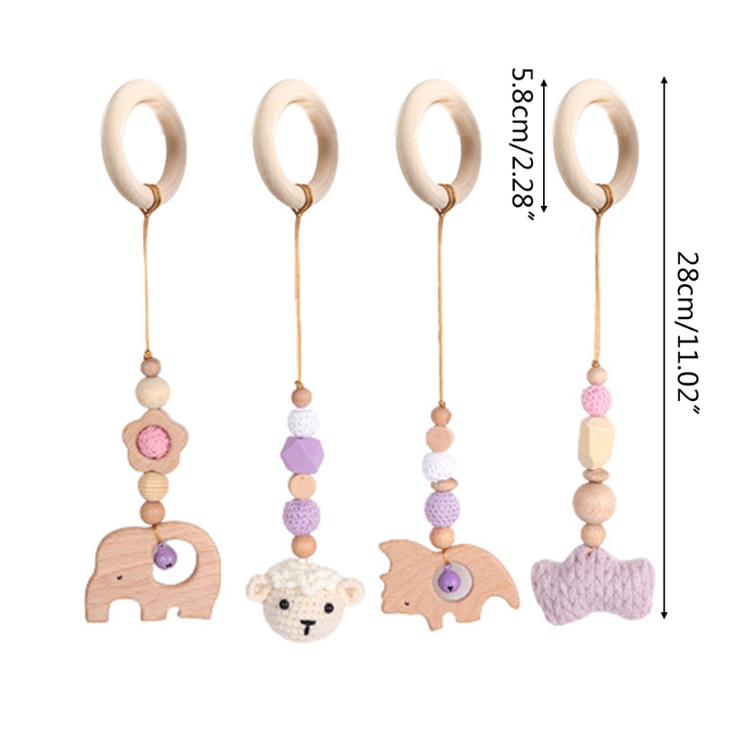 Mary 4pcs / Set Mainan Rattle Teether Bahan Kayu Untuk Bayi Newborn
