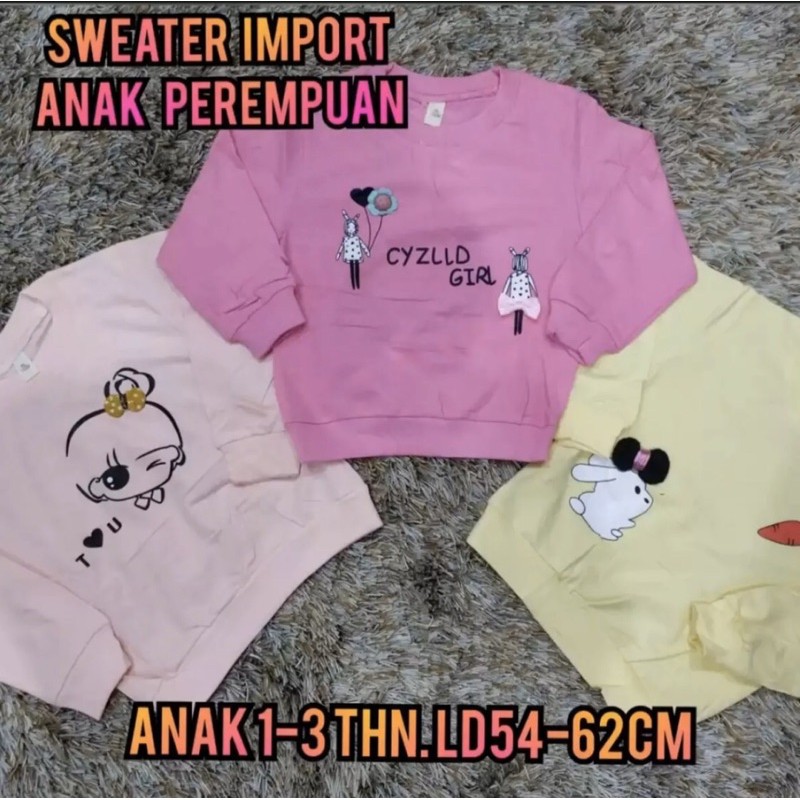 PAKET HEMAT 3 PICS Sweater Anak Perempuan Import Usia 3 Bulan - 3 Tahun/ Pakaian Anak 100% Import Katun