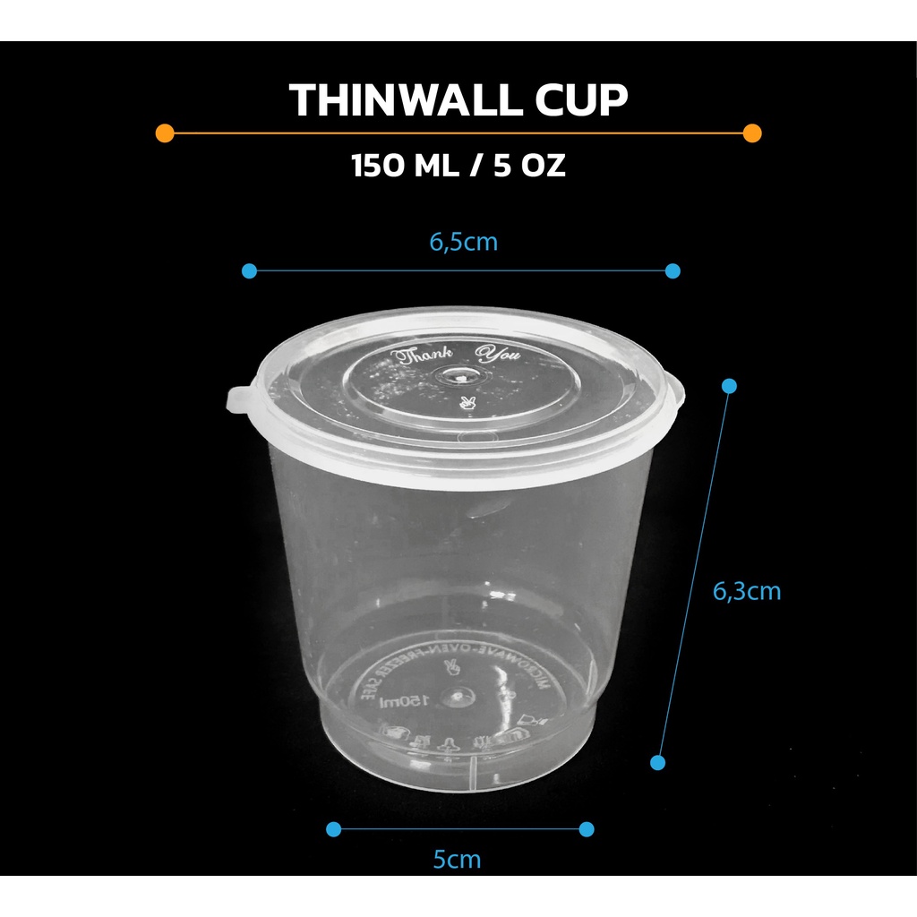 

Thinwall Sauce Cup 150ml + TUTUP isi 25 pcs / Cup Saos Plastik