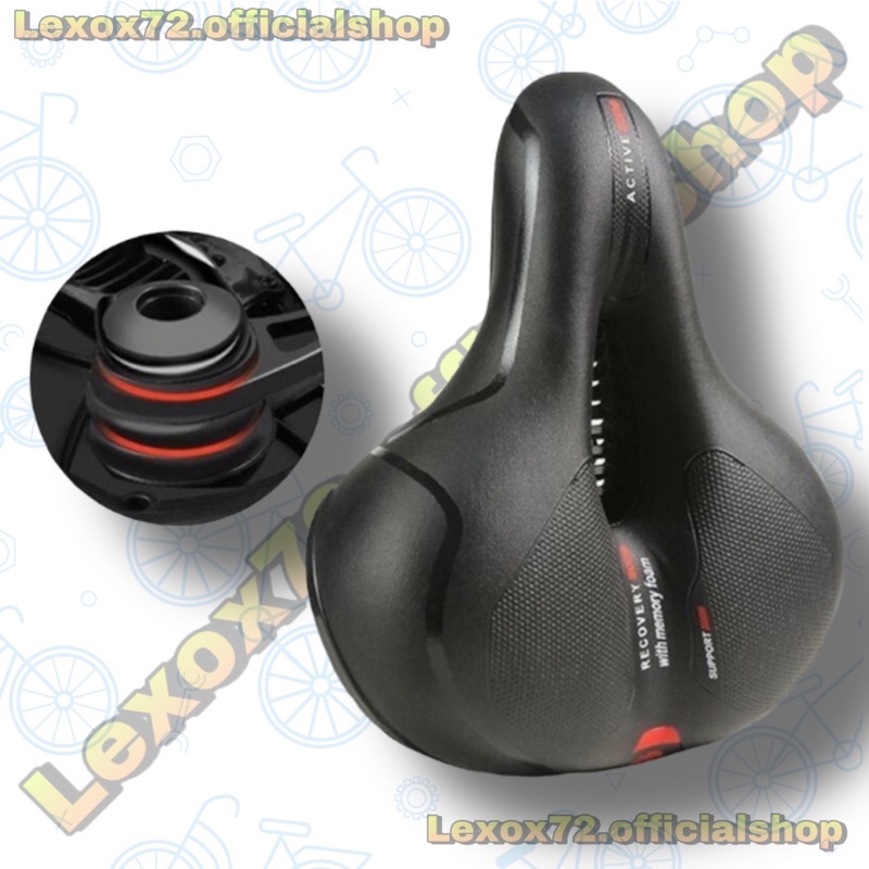 Sadel jok Sepeda Bike Saddle Leather Model Absorber Ball - ZF10 - Black/Red