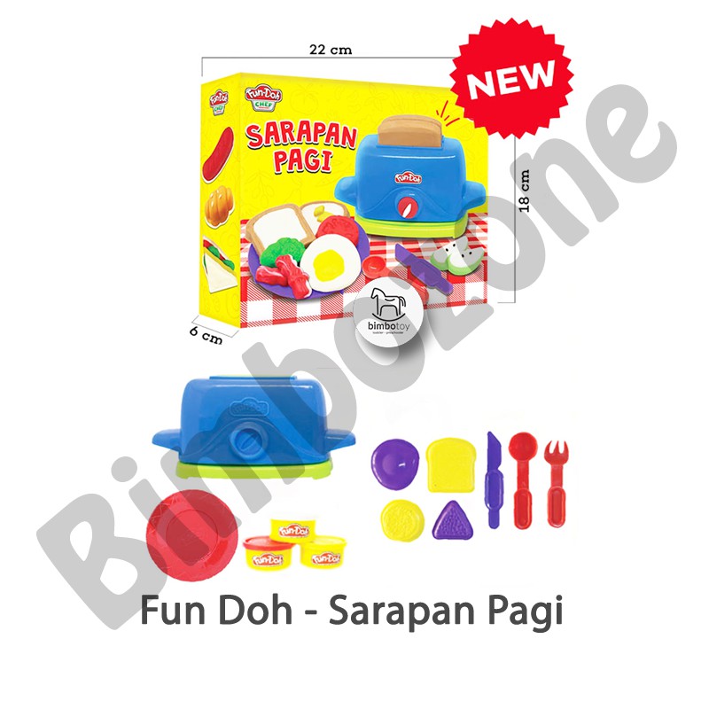 Bimbozone - Mainan Anak Perempuan Anak laki laki Pretend Play Sensory Play - Fun Doh Sarapan Pagi