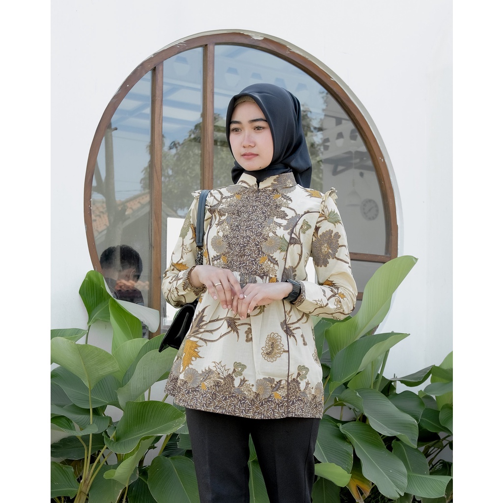 Batik Alina Intana Blouse Baju Batik Wanita Modern S M L XL XXL Atasan Batik Modern Batik Kerja