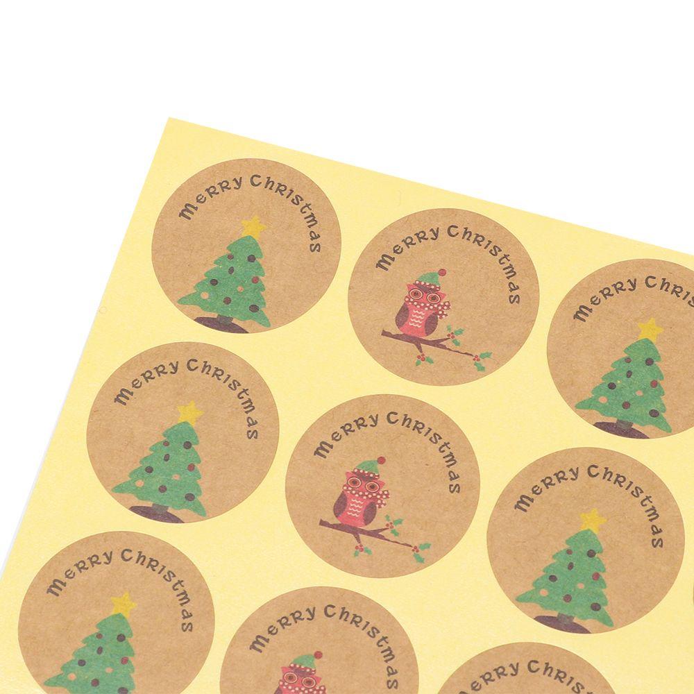 SUYO 60 /120 pcs Stiker Natal Burung Hantu Panas Kreatif Baking Paket Kertas Hadiah Permen Tag DIY Desain Kemasan Segel