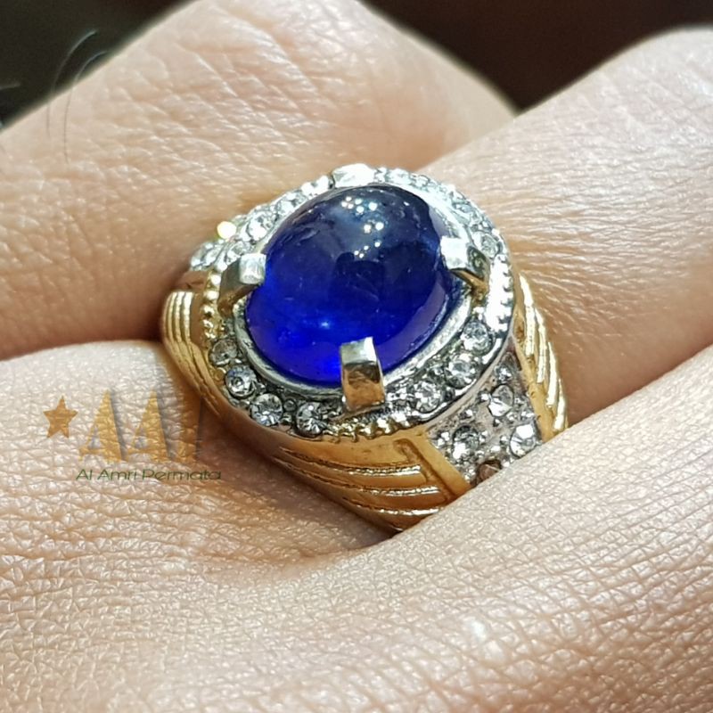cincin natural blue safir / natural blue sapphire royal blue GARANSI ASLI 