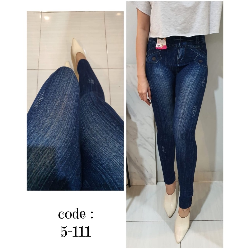 Celana legging jeans dewasa panjang motif Abstrak. import 5111#