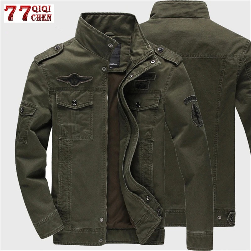 DISKON 2019 Military Jacket Men Jeans Casual Cotton Coat Plus Size 6XL Army Bomber Tactical Flight