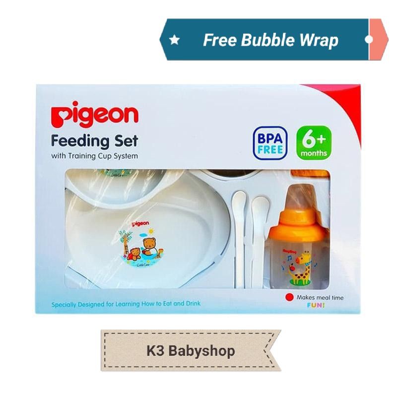 Pigeon Feeding set with training cup feeding set large perlengkapan makan bayi gift set kado anak