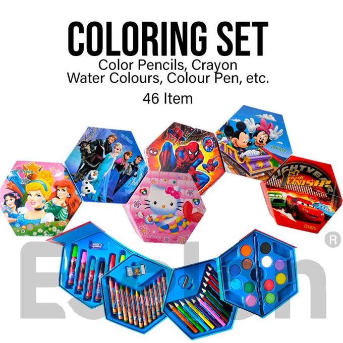 

Open DS] Crayon 46set 4in1 karakter / Set mewarnai+melukis 46set