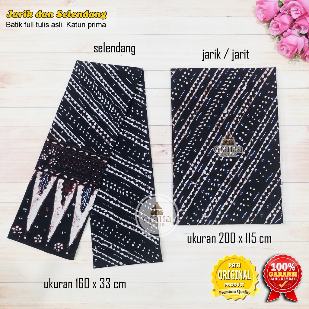 JARIK JARIT SELENDANG BATIK KAIN BATIK TULIS BAKARAN PAKAIAN BAJU ADAT PATI MOTIF LIRIS