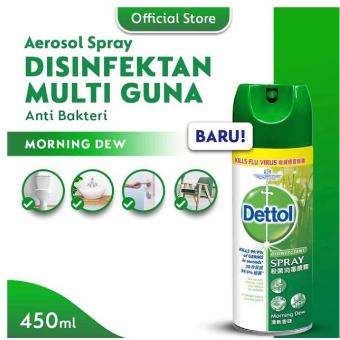 DETTOL DISINFECTANT SPRAY/SEMPROT 450ml/225ml HIJAU/BIRU