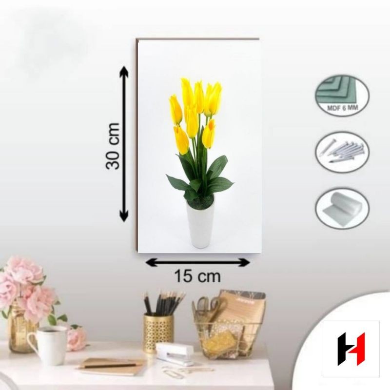 Hiasan dinding bunga tulip kuning