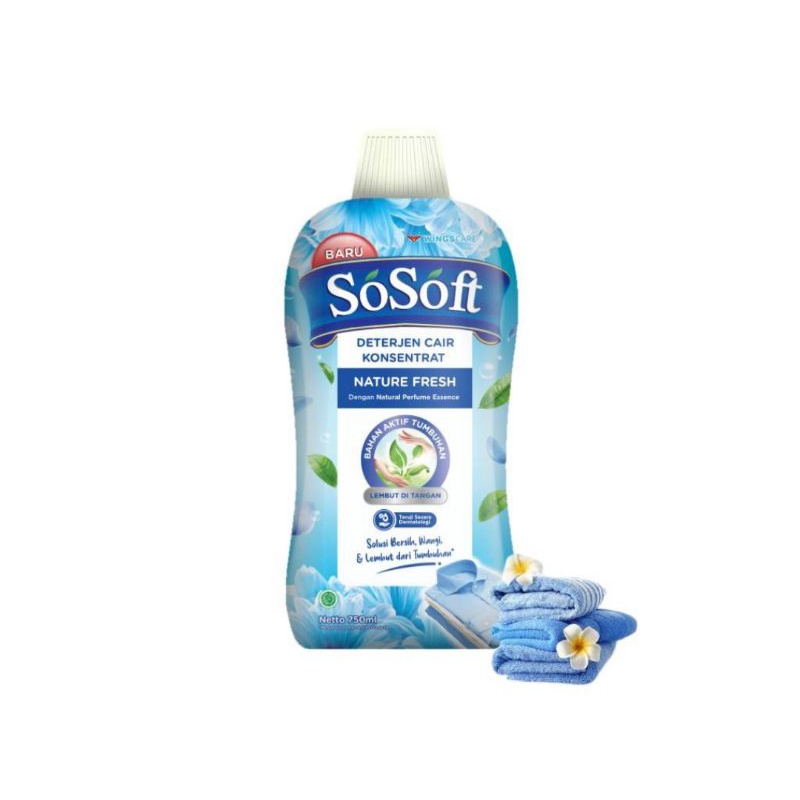 Sosoft Liquid Detergen Cair Botol 750 mL