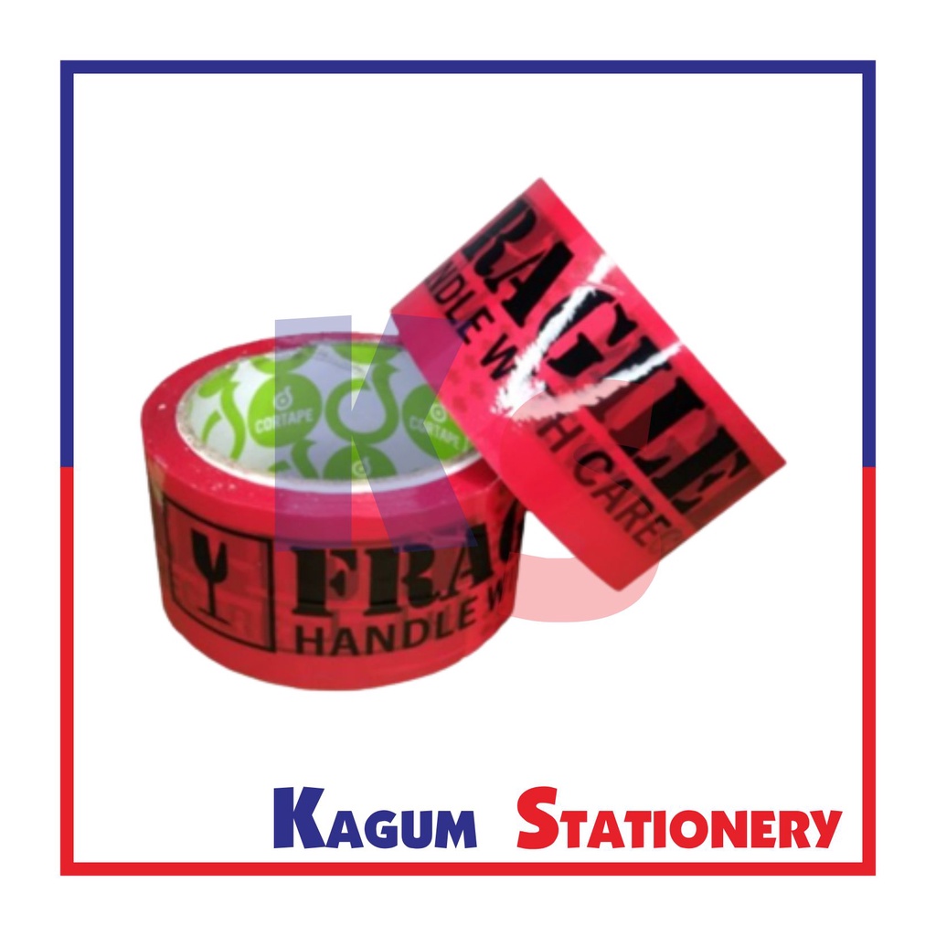 LAKBAN OPP TAPE  SOLASI CORTAPE FRAGILE MERAH - HITAM 2 INCH 48 MM