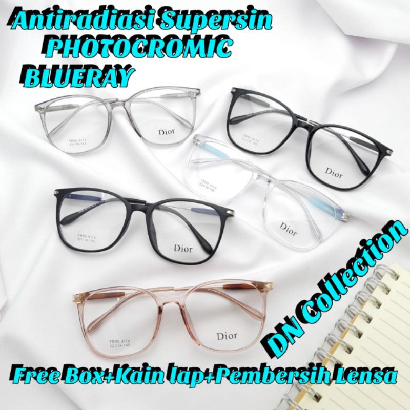 8174 Frame+Lensa Kacamata Anti Radiasi Kacamata Photocromic / Kacamata Minus,Plus,Silinder,Normal