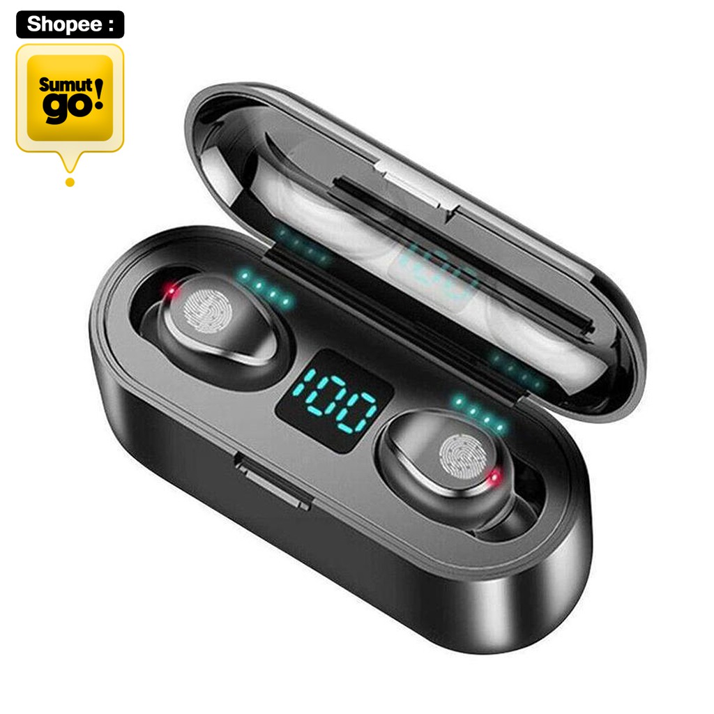 [Original] TWS F9 Earphone Bluetooth 5.0 / Headset Wireless Stereo HiFi / Earbuds Waterproof / untuk Android ios / Produk Asli-5